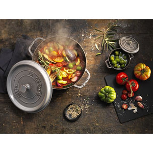Staub 7 Qt. Cast Iron Round Dutch Oven in Graphite Grey