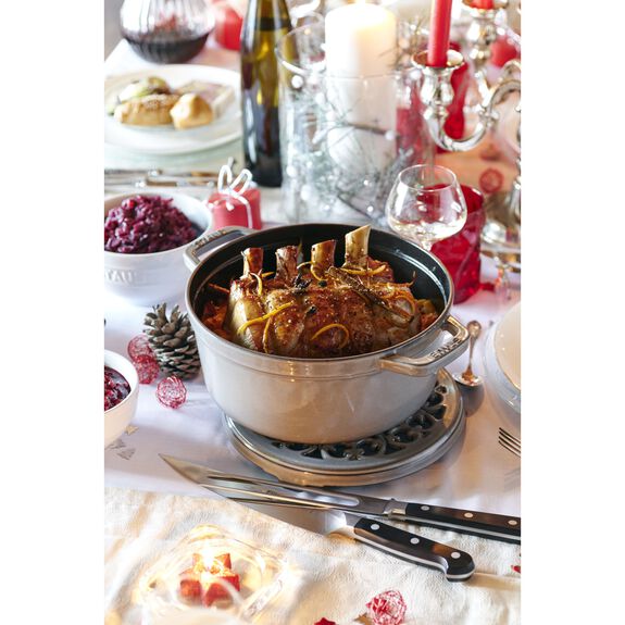 Staub 5.5 Qt. Cast Iron Round Dutch Oven in Graphite Grey