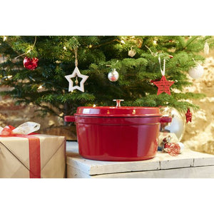 Staub 9 Qt. Cast Iron Round Dutch Oven in Cherry