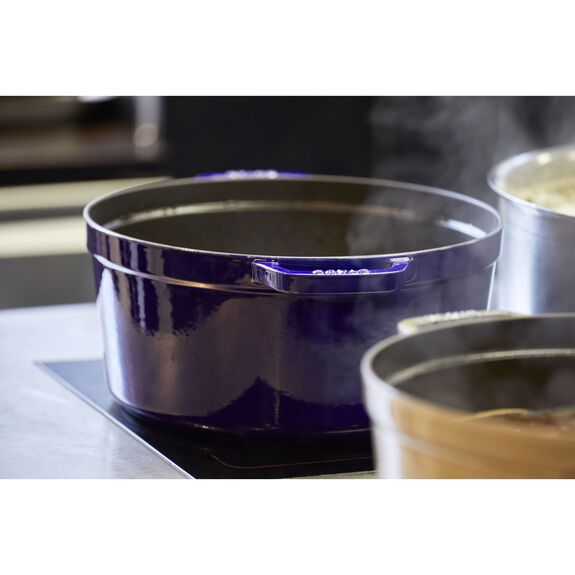Staub 9 Qt. Cast Iron Round Dutch Oven in Dark Blue