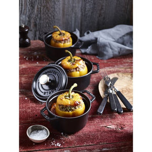 Staub 0.75 Qt. Cast Iron Round Dutch Oven in Black