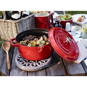 Staub 5.5 Qt. Cast Iron Round Dutch Oven in Cherry