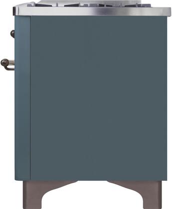 ILVE Majestic II 48" Natural Gas Burner, Electric Oven Range in Blue Grey with Bronze Trim, UM12FDNS3BGBNG