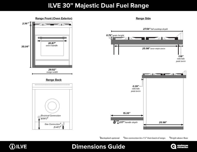 ILVE 30 in. Majestic II Series Propane Gas Burner and Electric Oven Range in Glossy Black with Brass Trim, UM30DNE3BKGLP