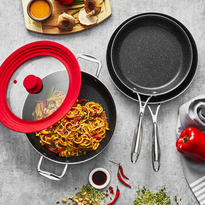 Henckels 4pc Aluminum Nonstick Cookware Set + Universal Lid, Capri Notte Series