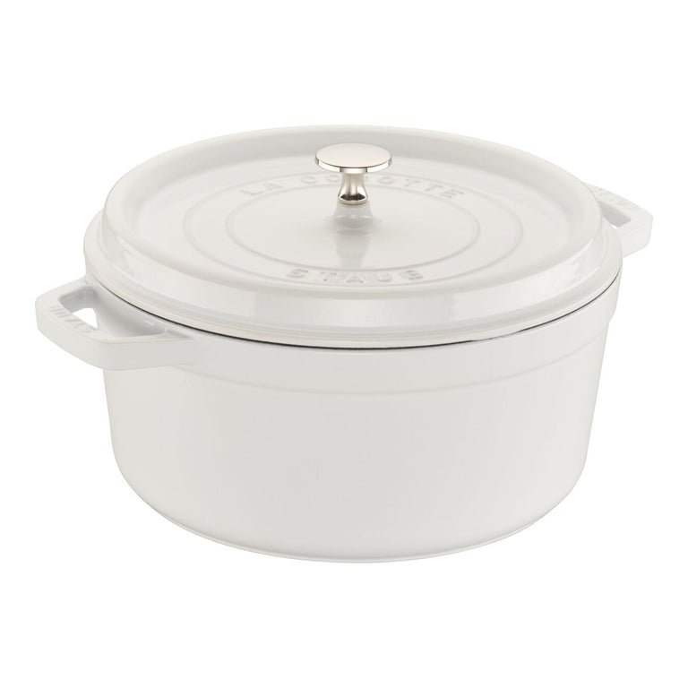 Staub 5.5 Qt. Cast Iron Round Dutch Oven in White