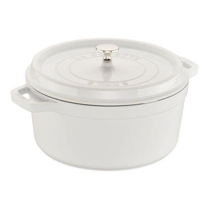 Staub 5.5 Qt. Cast Iron Round Dutch Oven in White