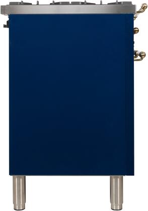 ILVE 40 in. Nostalgie Series Natural Gas Burner and Electric Oven Range in Midnight Blue with Brass Trim, UPDN100FDMPBLNG