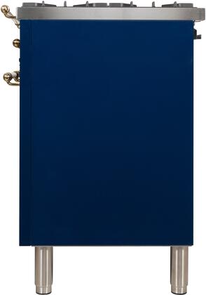 ILVE 40 in. Nostalgie Series Natural Gas Burner and Electric Oven Range in Midnight Blue with Brass Trim, UPDN100FDMPBLNG