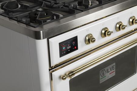 ILVE 48 in. Majestic II Series Propane Gas Burner and Electric Oven Range in White with Brass Trim, UM12FDNS3WHGLP