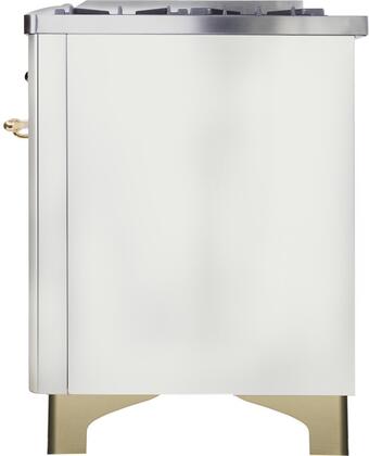 ILVE 48 in. Majestic II Series Propane Gas Burner and Electric Oven Range in White with Brass Trim, UM12FDNS3WHGLP