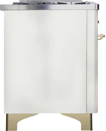 ILVE 48 in. Majestic II Series Propane Gas Burner and Electric Oven Range in White with Brass Trim, UM12FDNS3WHGLP