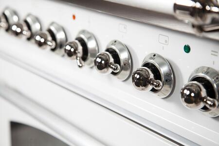 ILVE 40 in. Nostalgie Series Propane Gas Burner and Electric Oven Range in White with Chrome Trim, UPDN100FDMPBXLP