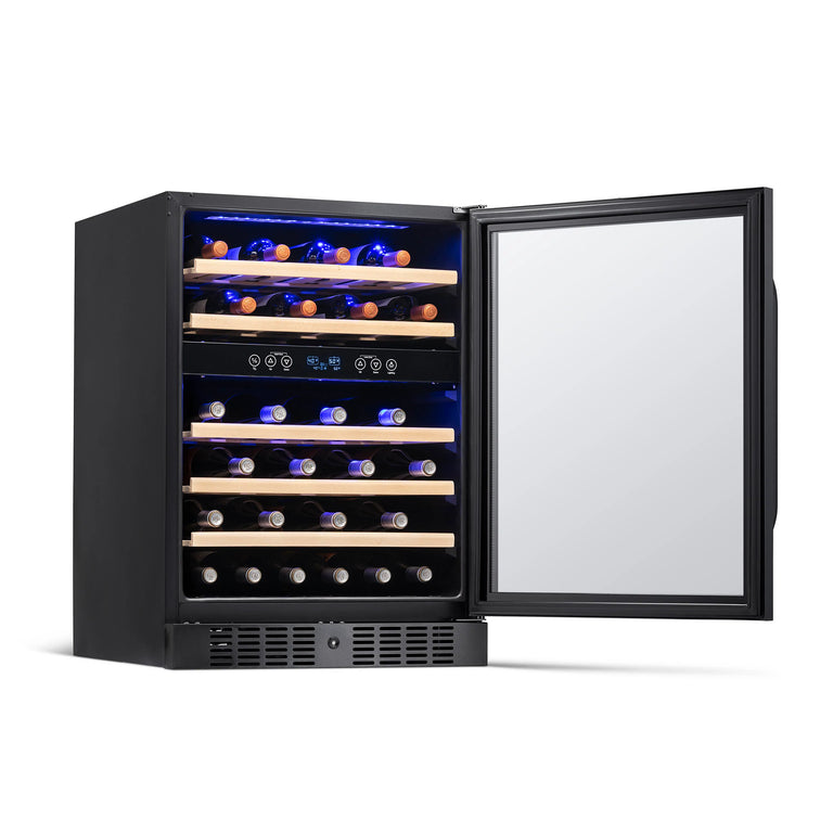 NewAir 24 In. Built-In 46 Bottle Dual Zone Wine Cooler in Black, NWC046BS00