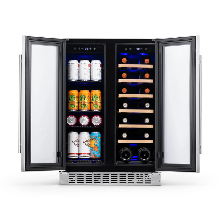 NewAir 24 In. 20 Bottle and 60 Can Dual Zone Wine and Beverage Cooler, NWB080SS00