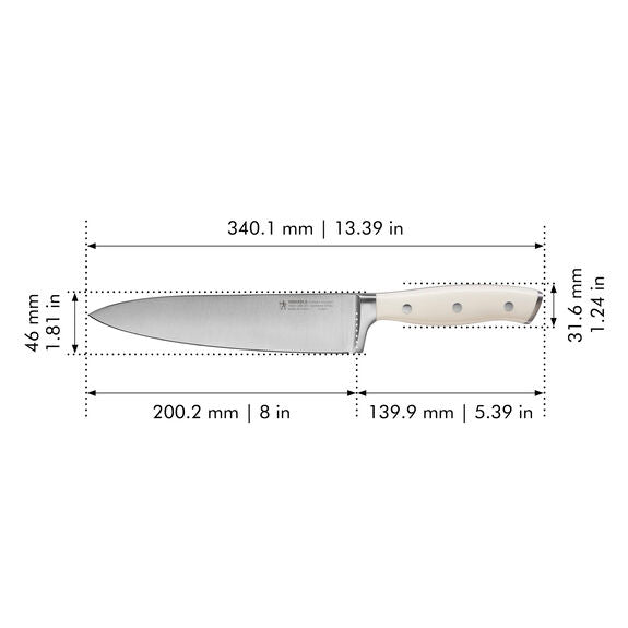 Henckels 8" Chef's Knife- White Handle, Forged Accent Series