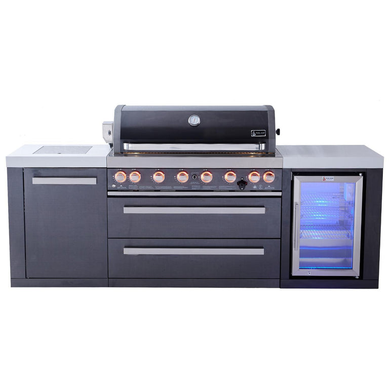 Mont Alpi 805 Black Stainless Steel Island Grill with Fridge Cabinet, MAi805-BSSFC