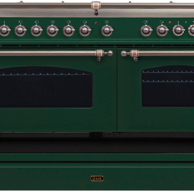 ILVE 60 in. Nostalgie Series Natural Gas Burner and Electric Oven Range in Emerald Green with Bronze Trim, UPN150FDMPVSYNG