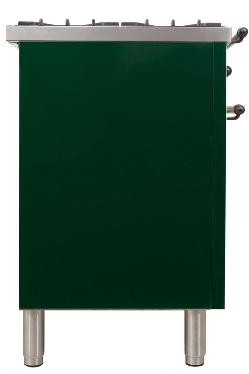 ILVE 60 in. Nostalgie Series Natural Gas Burner and Electric Oven Range in Emerald Green with Bronze Trim, UPN150FDMPVSYNG