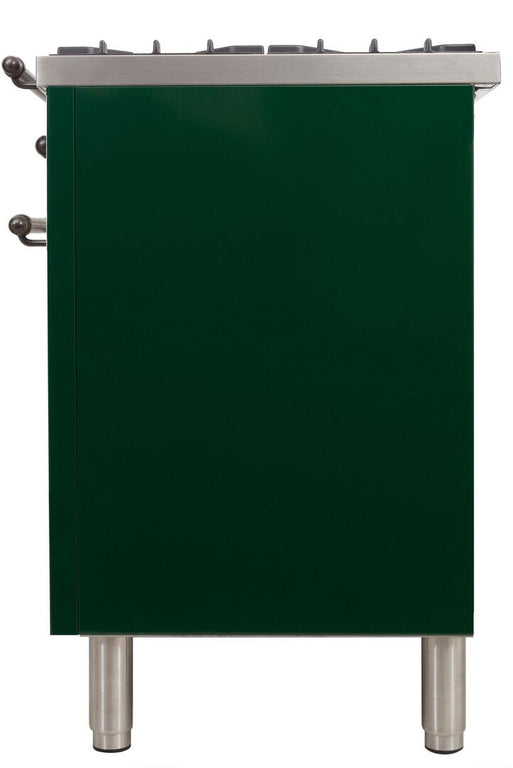 ILVE 60 in. Nostalgie Series Natural Gas Burner and Electric Oven Range in Emerald Green with Bronze Trim, UPN150FDMPVSYNG