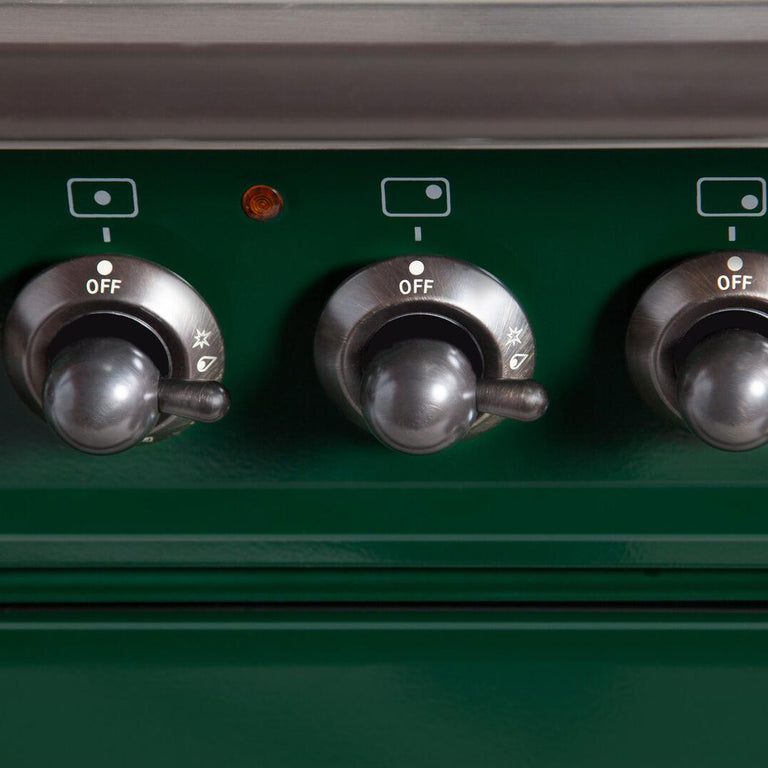 ILVE 60 in. Nostalgie Series Natural Gas Burner and Electric Oven Range in Emerald Green with Bronze Trim, UPN150FDMPVSYNG
