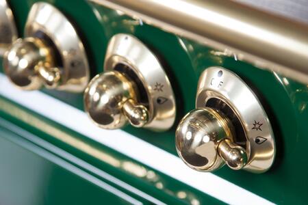 ILVE 48 in. Nostalgie Series Natural Gas Burner and Electric Oven Range in Emerald Green with Brass Trim, UPN120FDMPVSNG
