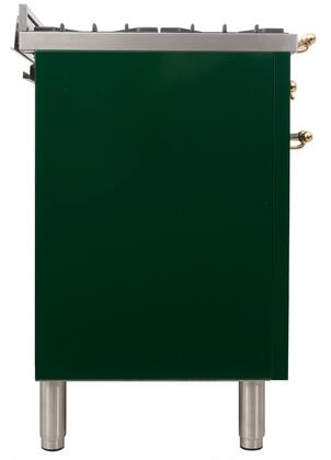 ILVE 48 in. Nostalgie Series Natural Gas Burner and Electric Oven Range in Emerald Green with Brass Trim, UPN120FDMPVSNG