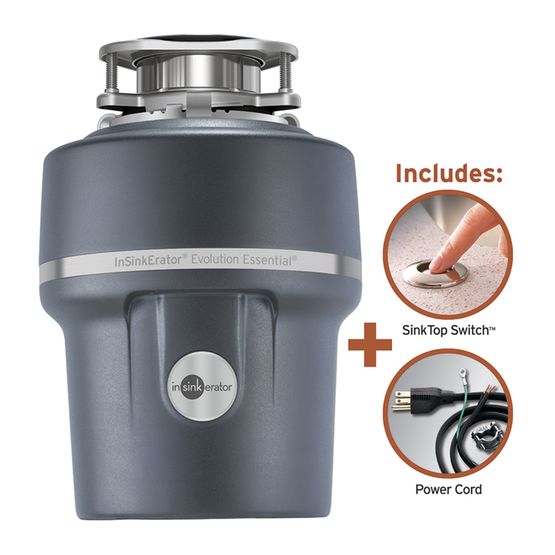 InSinkErator® Evolution Essential XTR Garbage Disposal with Cord and SinkTop Switch, 3/4 HP, 79361K-ISE