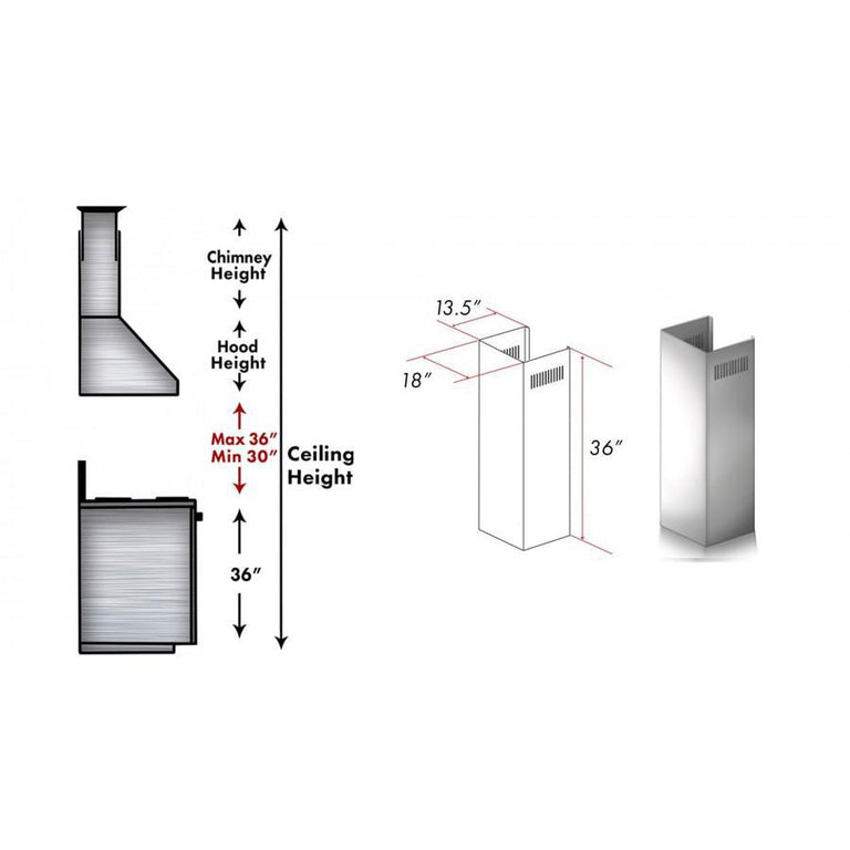 ZLINE 1 Piece Outdoor Chimney Extension for 10ft Ceilings (1PCEXT-687-304)