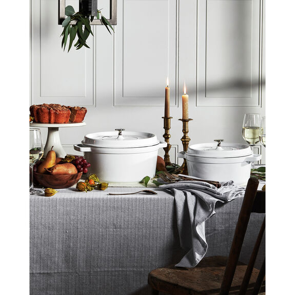 Staub 7 Qt. Cast Iron Round Dutch Oven in White