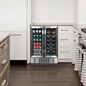 NewAir 24 In. 18 Bottle and 58 Can Dual Zone Wine and Beverage Cooler, AWB-360DB