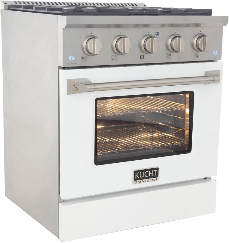 Kucht Pro-Style 30 in. 4.2 cu. ft. Natural Gas Range with Convection Oven  in Stainless Steel and Red Oven Door KNG301-R - The Home Depot