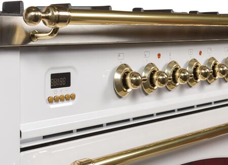 ILVE 36 in. Nostalgie Series Single Oven Propane Gas Burner and Oven in White with Brass Trim, UPN90FDVGGBLP