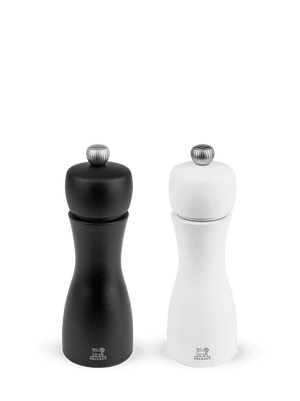 Peugeot Tahiti Duo Pepper and Salt Mill in Wood Matte Black and White 15 cm - 6in