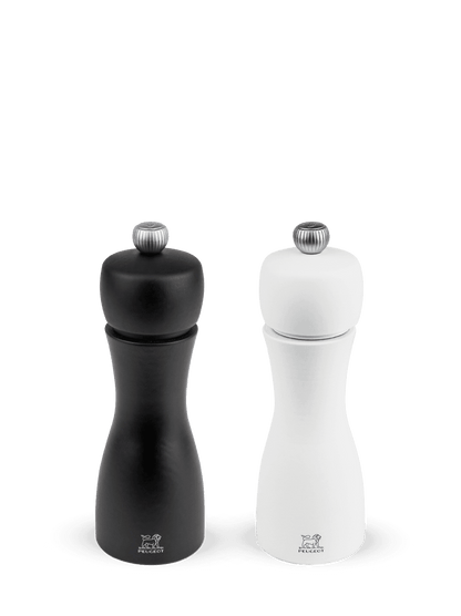 Peugeot Tahiti Duo Pepper and Salt Mill in Wood Matte Black and White 15 cm - 6in