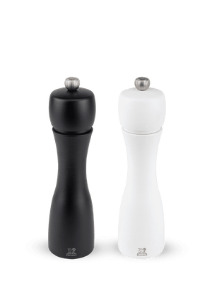 Peugeot Tahiti Set of Pepper and Salt Mill in Wood Matte Black and White 20 cm - 8in