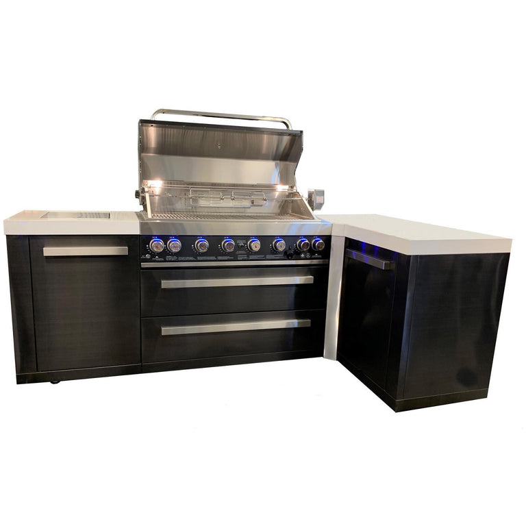Mont Alpi 805 Black Stainless Steel Island Grill with 90 Degree Corner, MAi805-BSS90C