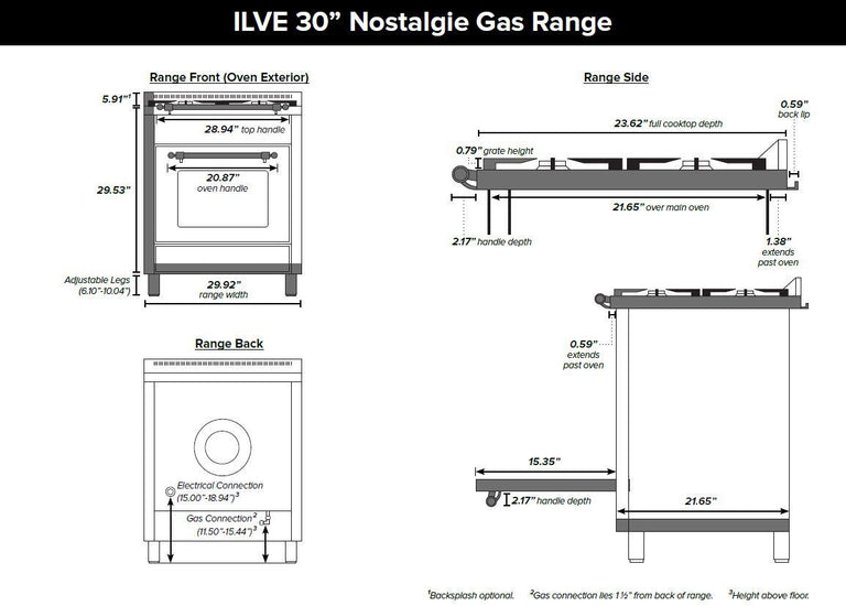 ILVE 30 in. Nostalgie Series Single Oven Natural Gas Burner and Oven in Midnight Blue with Chrome Trim, UPN76DVGGBLXNG