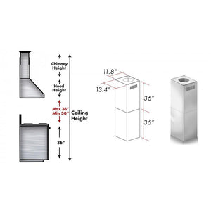 ZLINE 2 Piece Chimney Extension for 12ft Ceiling (2PCEXT-667/697-304)