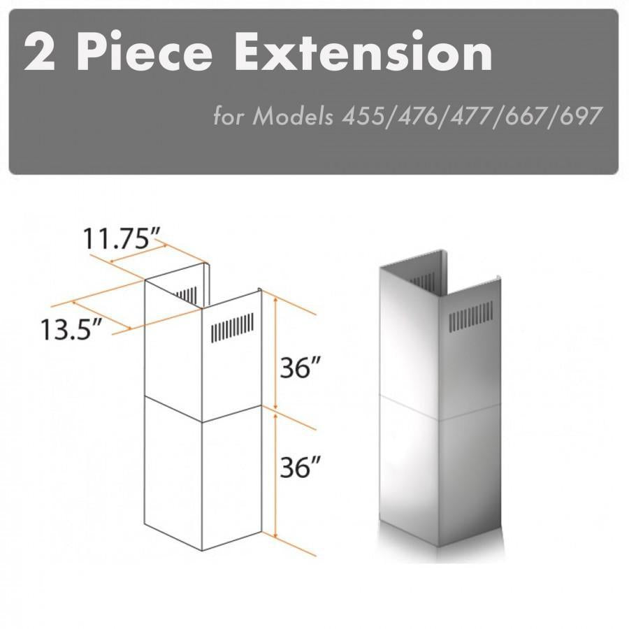 ZLINE 2 Piece Chimney Extension for 12ft Ceiling (2PCEXT-455/476/477/667/697)