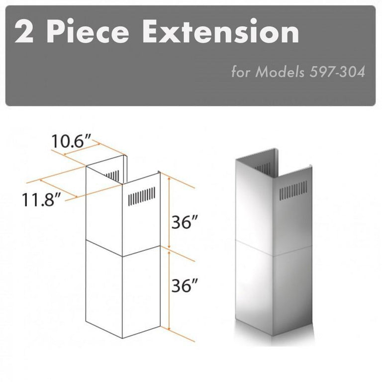 ZLINE 2 Piece Outdoor Chimney Extension (2PCEXT-597-304)