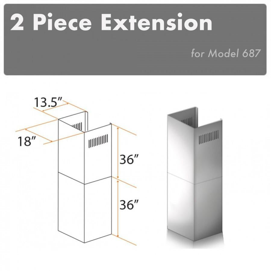 ZLINE 2 Piece Chimney Extension for 12ft Ceiling (2PCEXT-687)