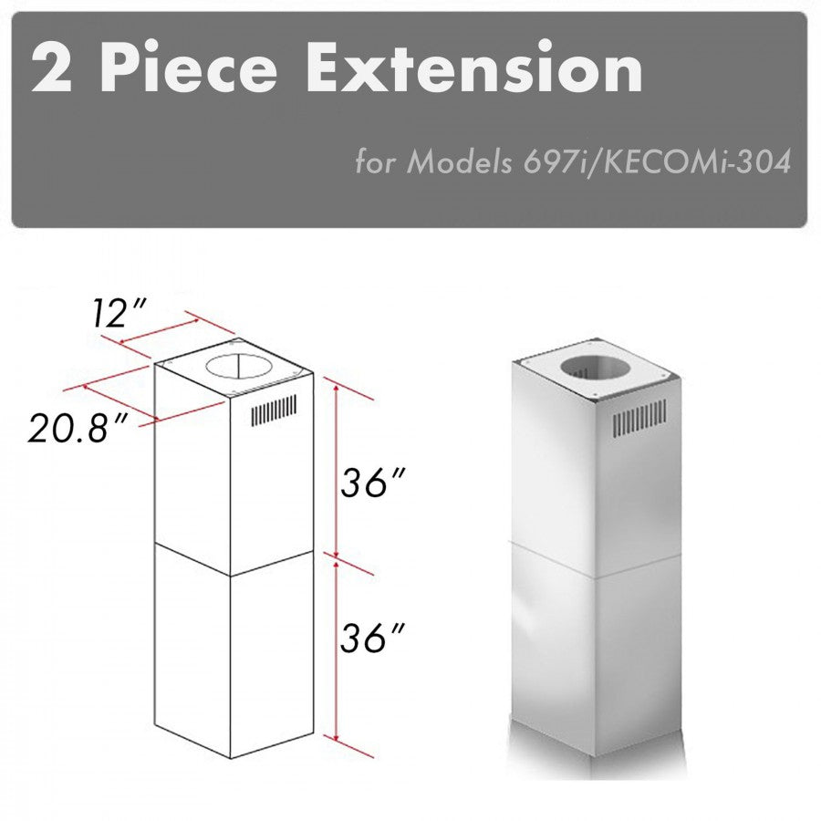 ZLINE 2 Piece Outdoor Chimney Extension for 12ft Ceiling (2PCEXT-697i/KECOMi-304)