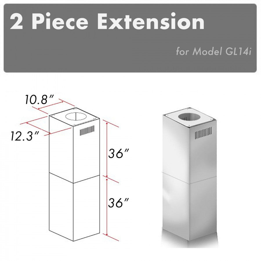 ZLINE 2 Piece Chimney Extension for 10ft-12ft Ceiling (2PCEXT-GL14i)