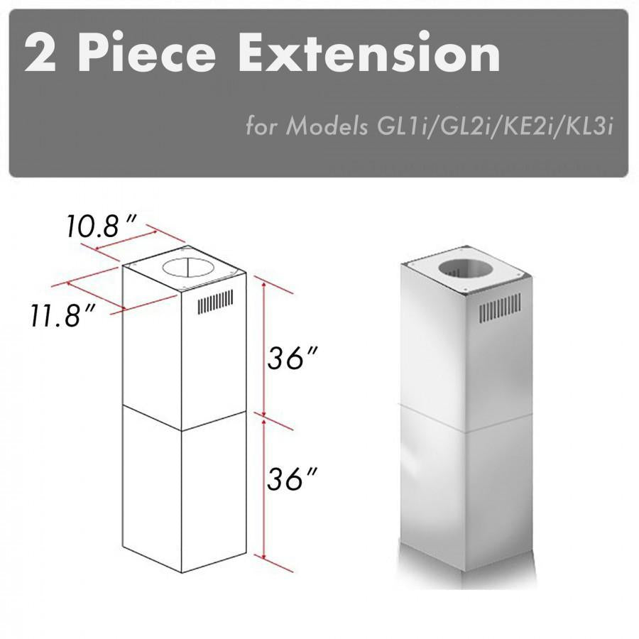 ZLINE 2 Piece Chimney Extension for 10ft-12ft Ceiling, 2PCEXT-GL1i/GL2i/KL3i/KE2i