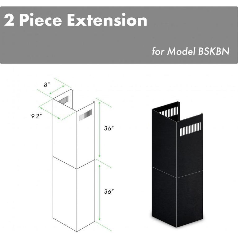 ZLINE 2-36 in. Chimney Extensions for 10 ft. to 12 ft. Ceilings in Black Stainless (2PCEXT-BSKBN)