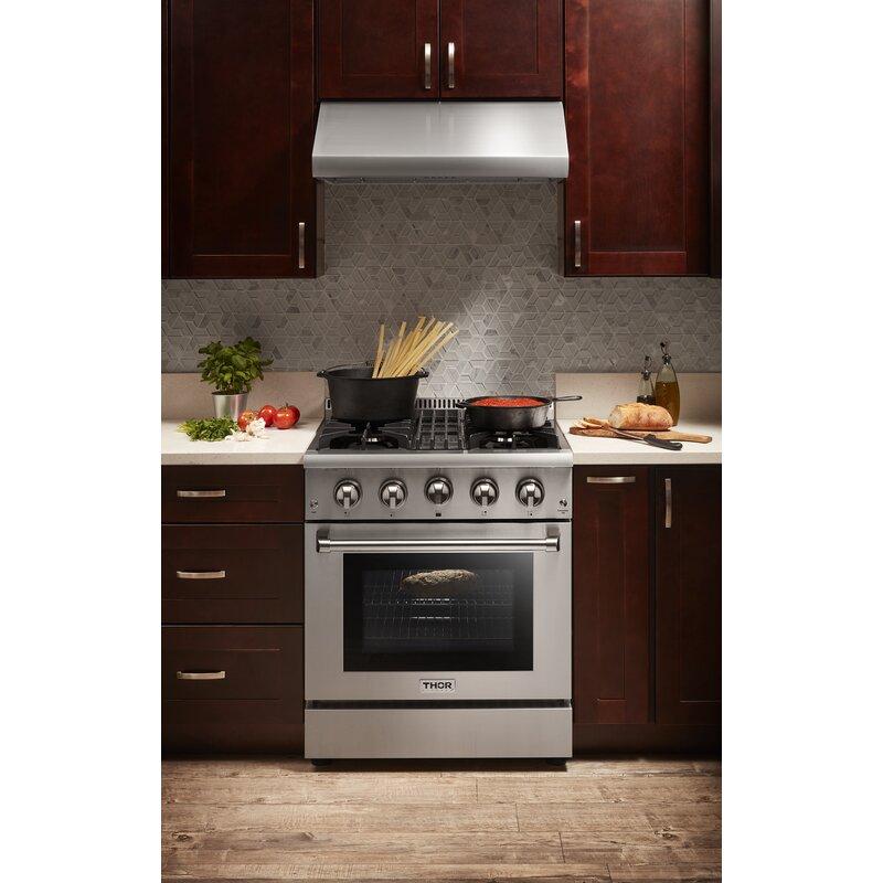 Thor Kitchen 30 in. Natural Gas Burner/Electric Oven Range in Stainless Steel, HRD3088U | Premium Home Source