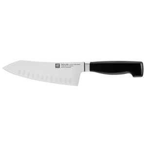 ZWILLING 7" Hollow Edge Rocking Santoku Knife, Four Star Series