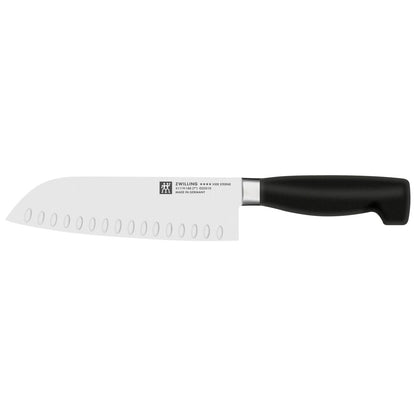 ZWILLING 7" Hollow Edge Santoku Knife, Four Star Series