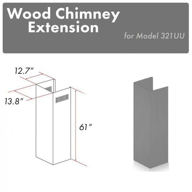 ZLINE 61 in. Wooden Chimney Extension for Ceilings up to 12.5 ft, 321UU-E